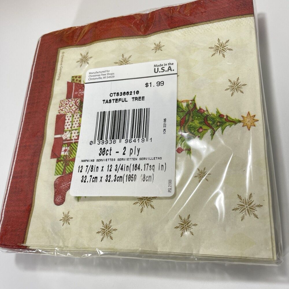 Lot of 3 Holiday Paper Napkins Packs Thanksgiving Turkey & Christmas Tree Rare - Picture 3 of 4